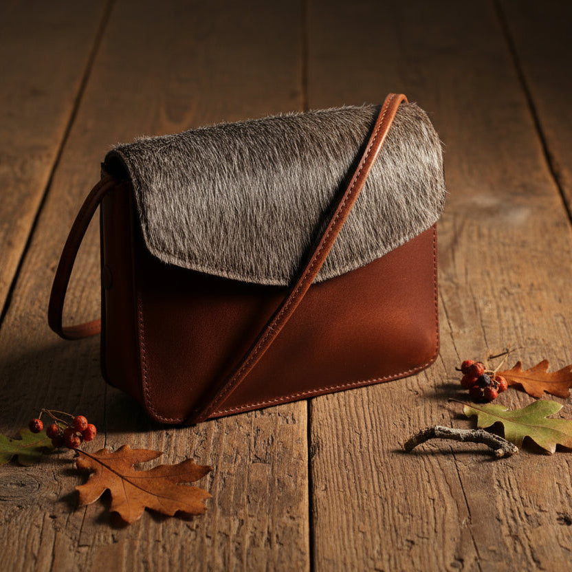 Premium Brown Leather Hairon Sling Bag – Lightweight Everyday Crossbody