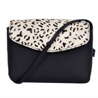 Black Crossbody Sling Bag with Printed Hair Flap – Minimal & Stylish Everyday Sling