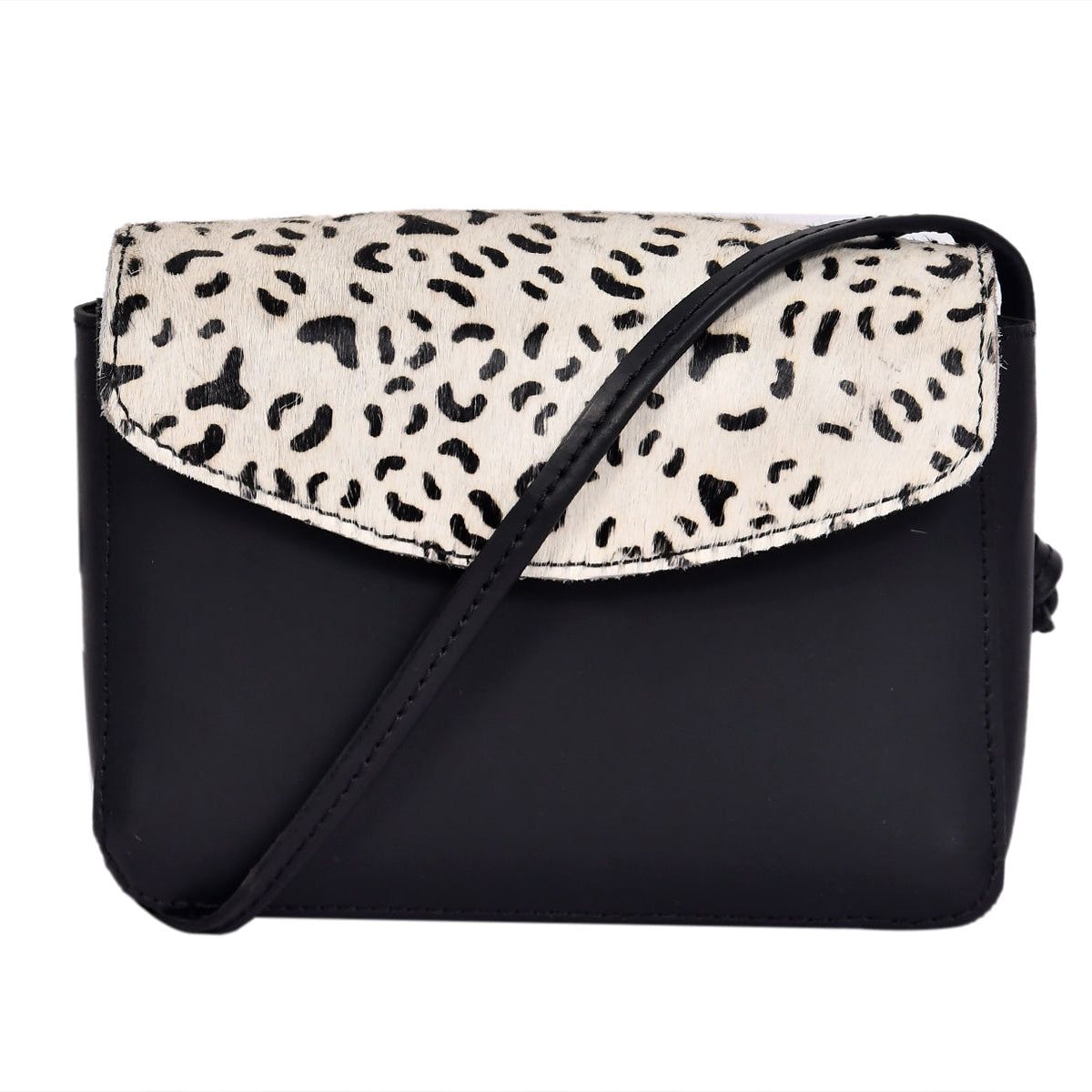 Black Crossbody Sling Bag with Printed Hair Flap – Minimal & Stylish Everyday Sling