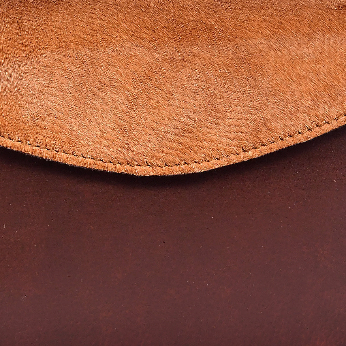 Brown Leather Crossbody Bag with Tan Hairon Flap