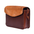 Brown Leather Crossbody Bag with Tan Hairon Flap