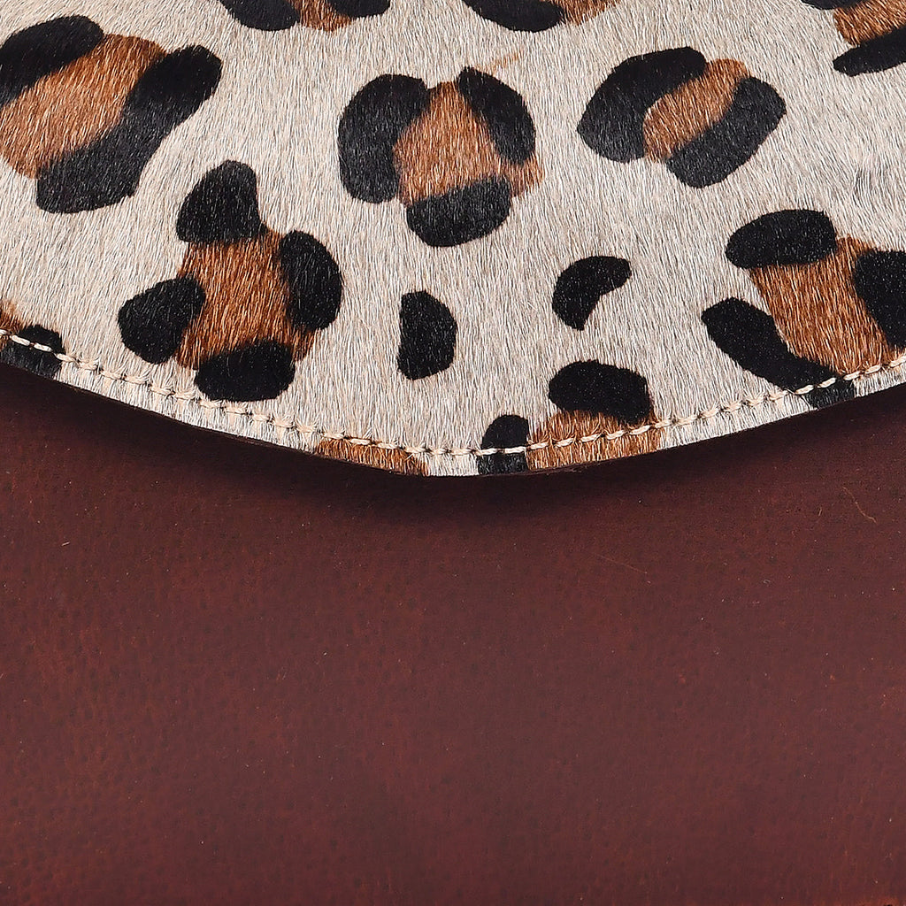 Leopard Print Hair-On Leather Crossbody Bag – Compact & Stylish Everyday Sling