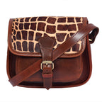 Giraffe Hairon Leather Crossbody Sling Bag – Premium Brown Leather with  Strap