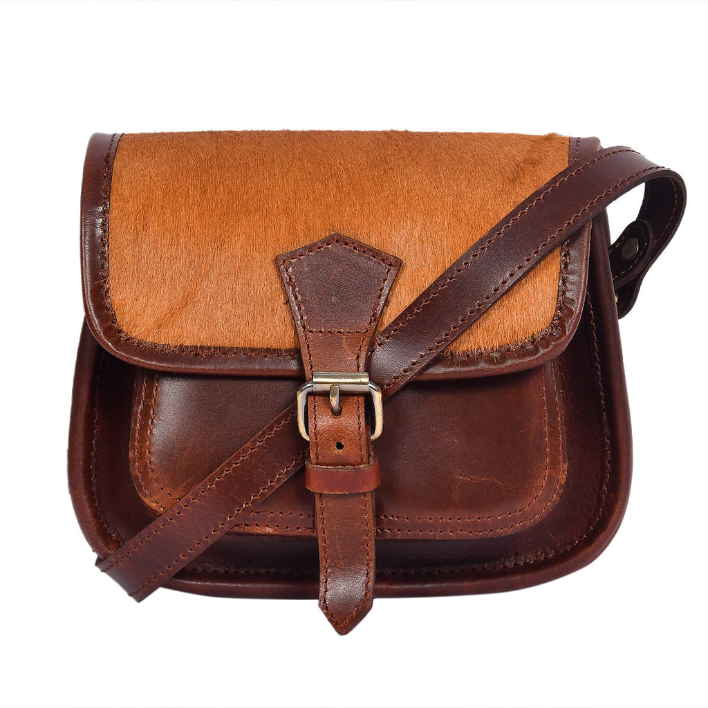 Slim Genuine Leather Crossbody  Sling Bag with Buckle Pocket & Multiple Compartments