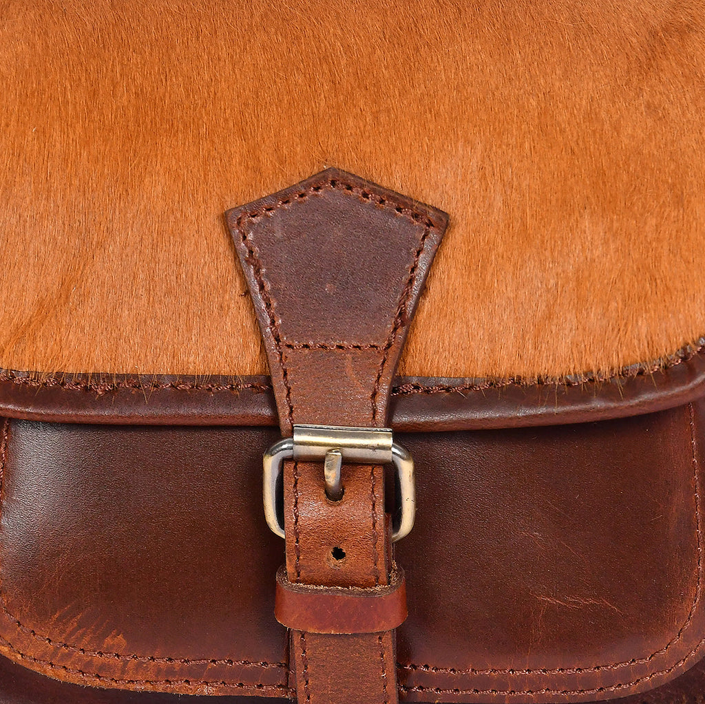 Slim Genuine Leather Crossbody  Sling Bag with Buckle Pocket & Multiple Compartments