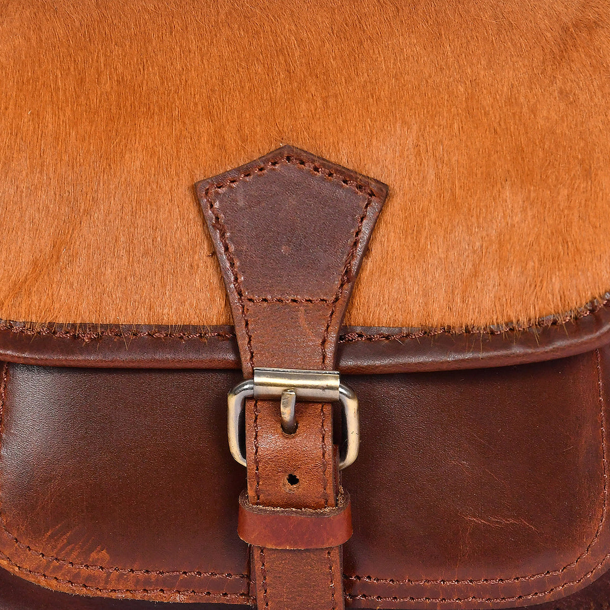Slim Genuine Leather Crossbody  Sling Bag with Buckle Pocket & Multiple Compartments