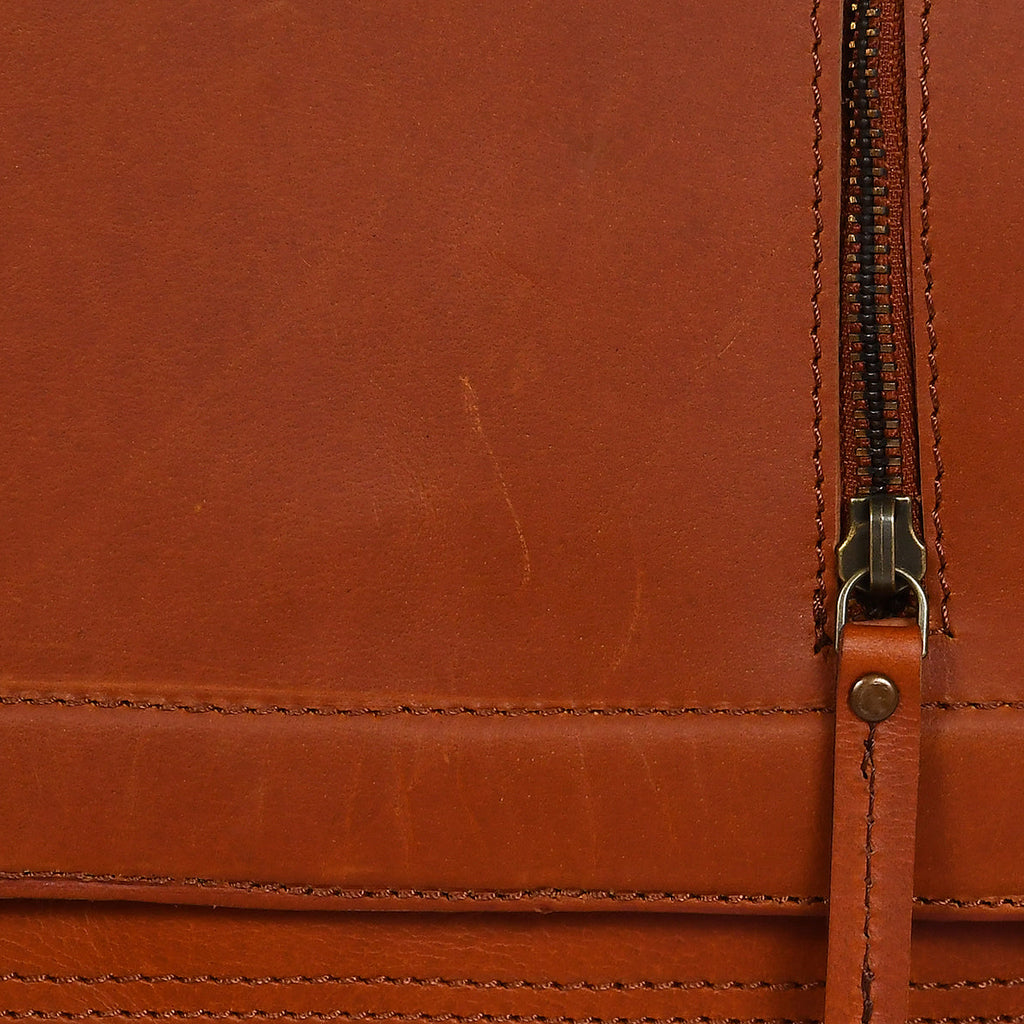 Premium Leather Crossbody Bag with Smooth Grain Texture & Organized Interior