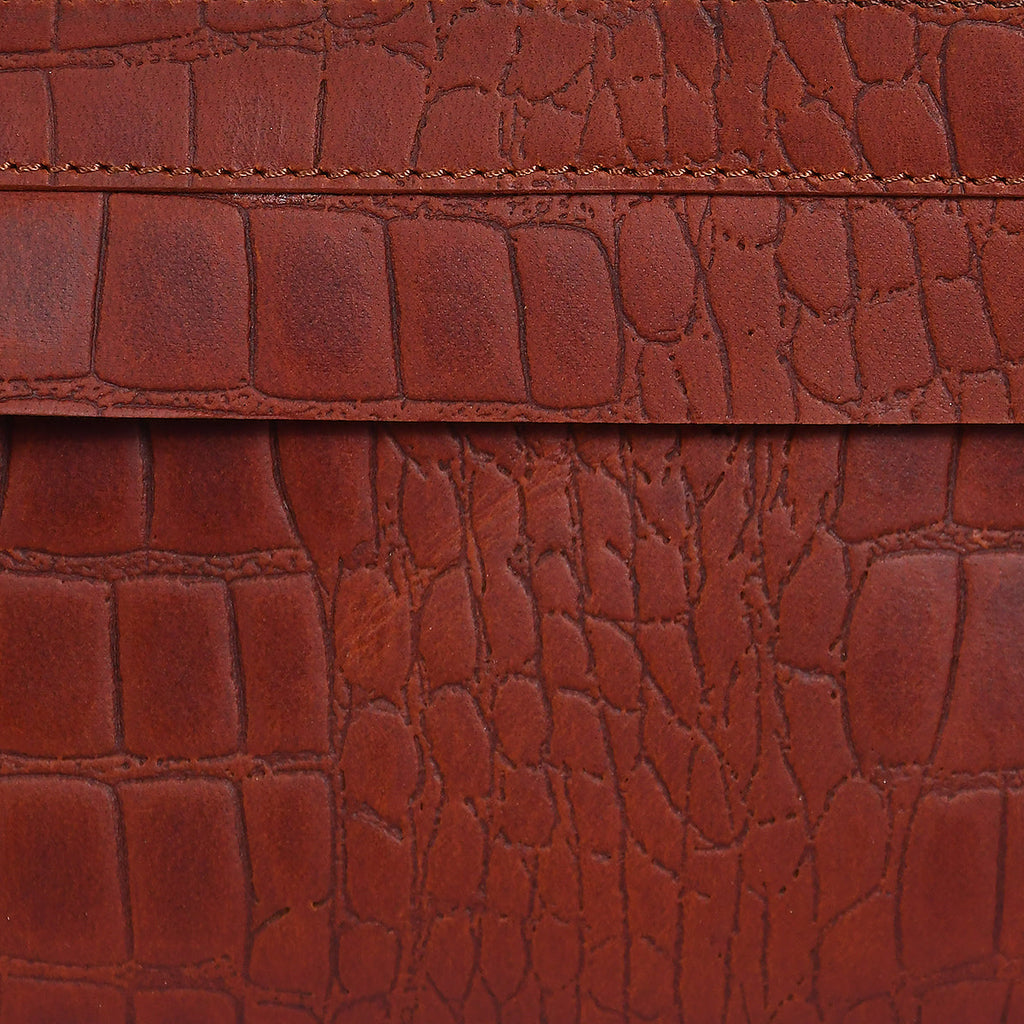 Croc-Embossed Leather Dopp Kit | Travel Toiletry Organizer with Top Zip & Front Pocket