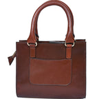 Premium Genuine Leather Structured Handbag with Multi-Compartment Zip Closure