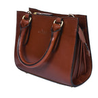 Premium Genuine Leather Structured Handbag with Multi-Compartment Zip Closure