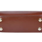 Premium Genuine Leather Structured Handbag with Multi-Compartment Zip Closure