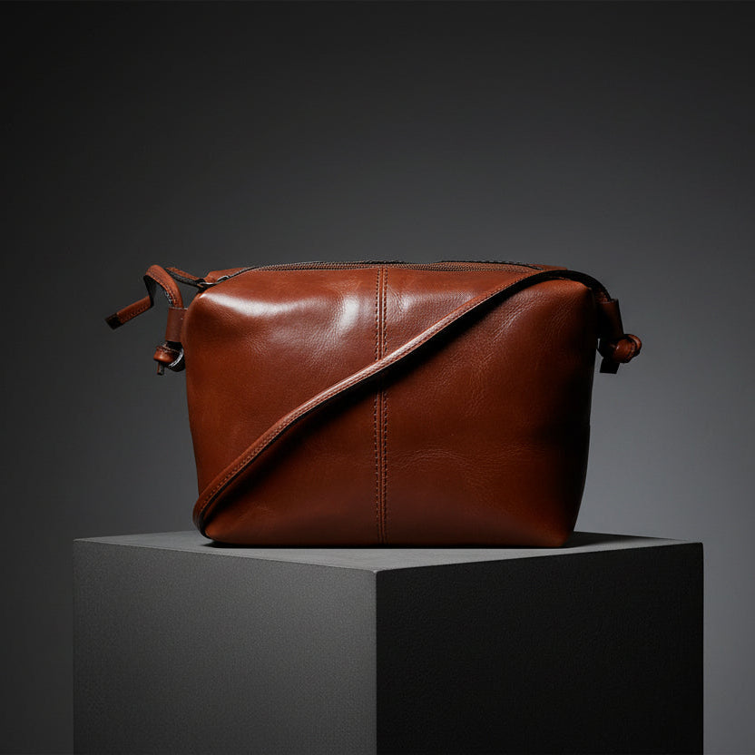 Premium Leather Crossbody bag with Top Zip Closure
