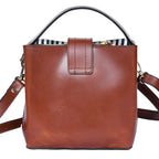Premium Genuine Leather Structured Handbag with Top Handle & Zip Closure