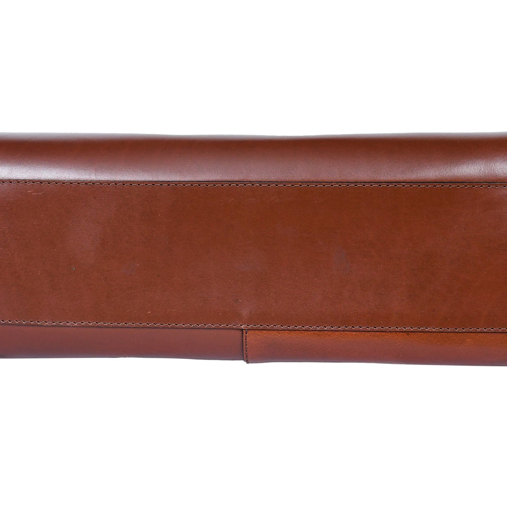 Premium Genuine Leather Structured Tote Handbag with Dual Zip Compartments.
