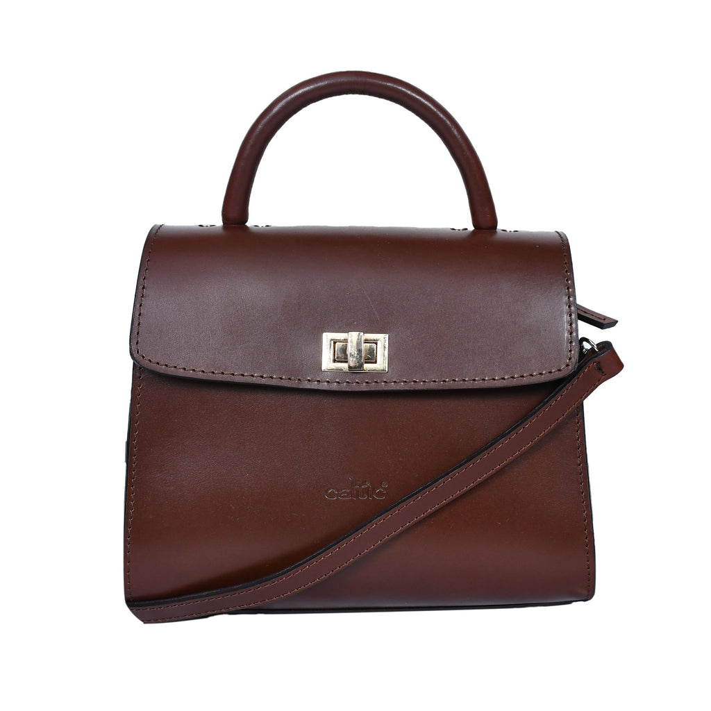 Premium Structured Leather Handbag with Top Handle & Crossbody Strap