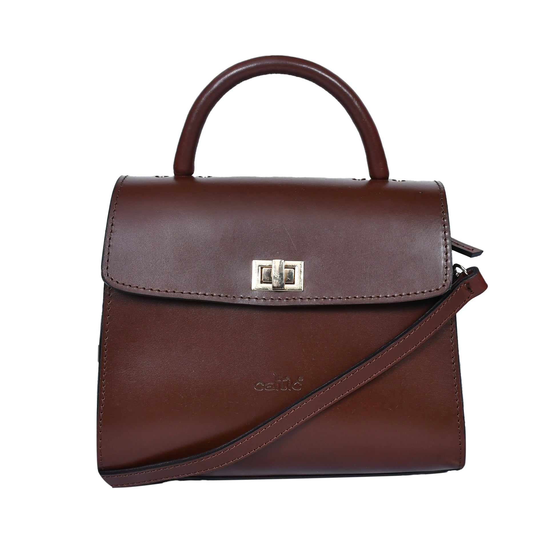 Premium Structured Leather Handbag with Top Handle & Crossbody Strap