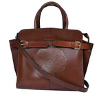 Premium Handcrafted Leather Satchel hand Bag with Embossed Front Panel