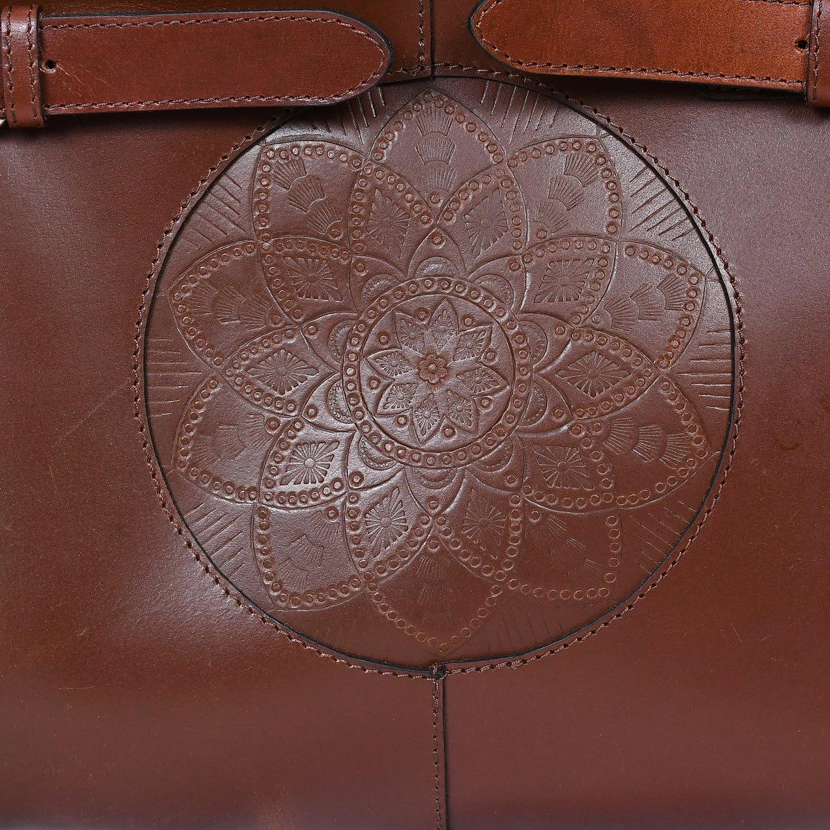 Premium Handcrafted Leather Satchel hand Bag with Embossed Front Panel