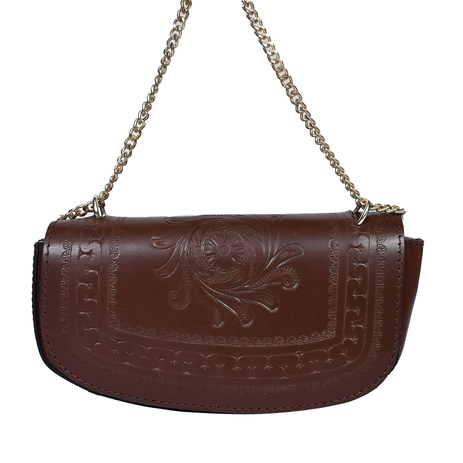 Premium Embossed Leather Chain Sling Bag | Handcrafted with Magnetic Closure