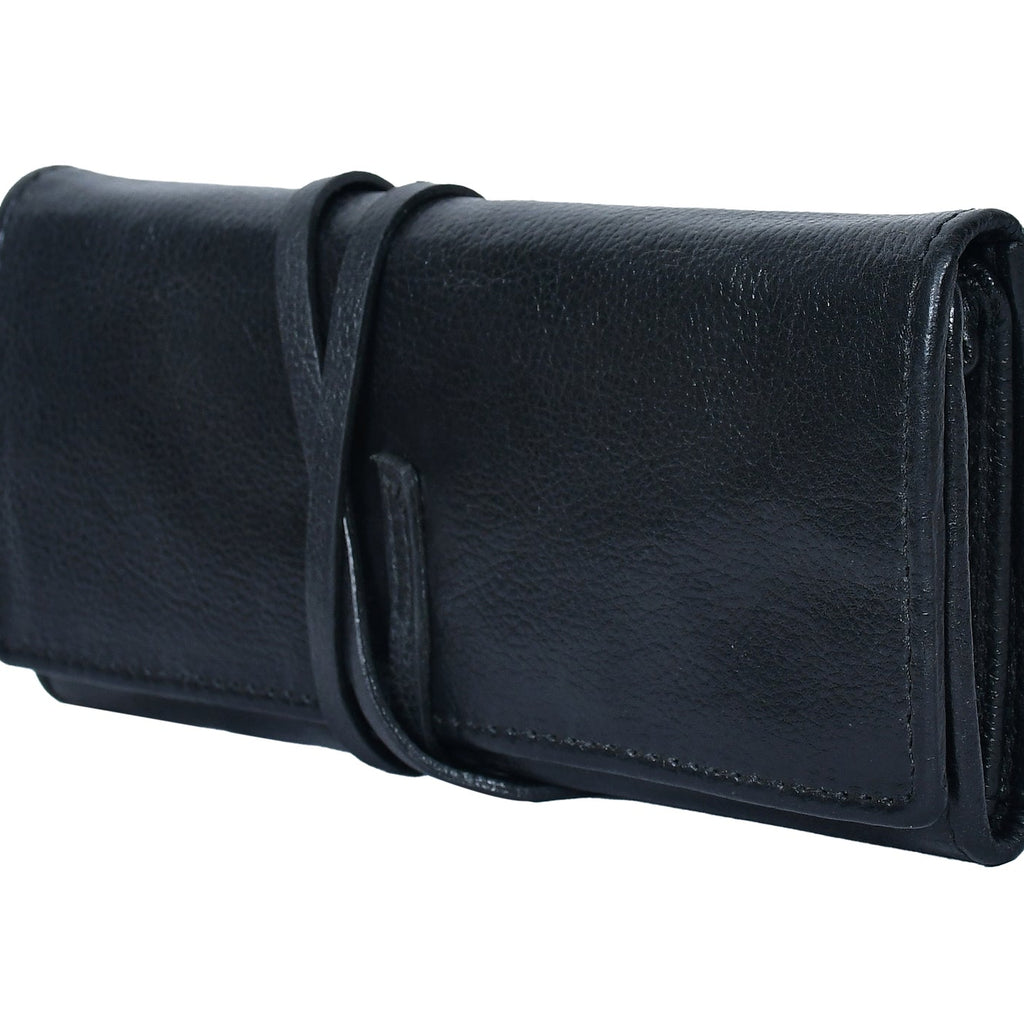 Premium Export Leather Travel Clutch| Multi Card Holder with Secure Wrap Strap