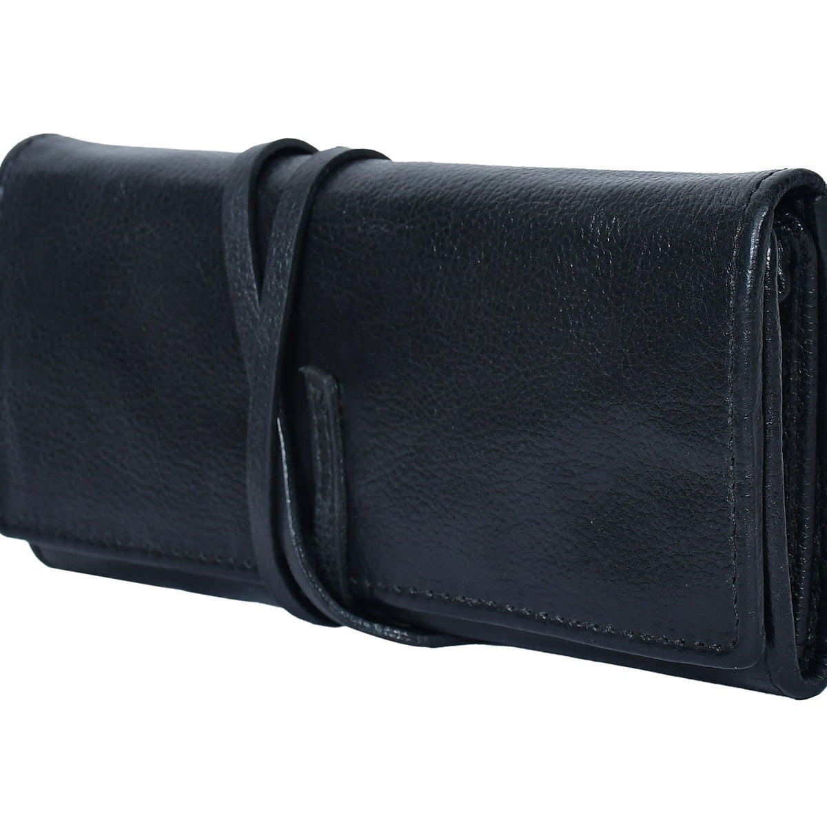 Premium Export Leather Travel Clutch| Multi Card Holder with Secure Wrap Strap