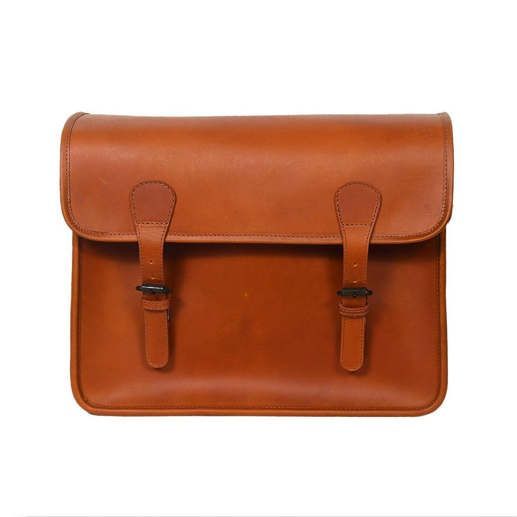 Premium Leather Laptop Messenger Bag with Dual Buckle Flap & Adjustable Strap