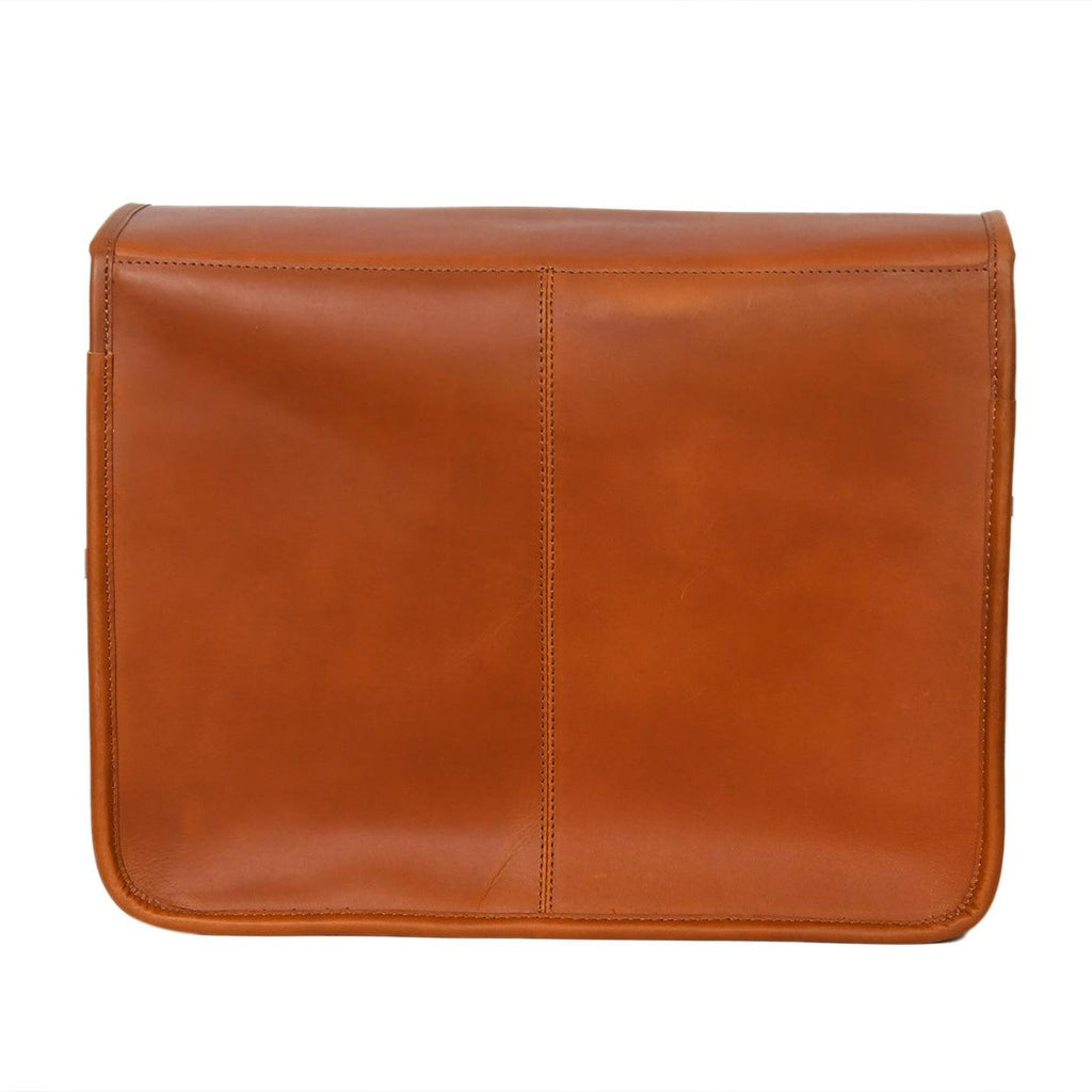Premium Leather Laptop Messenger Bag with Dual Buckle Flap & Adjustable Strap