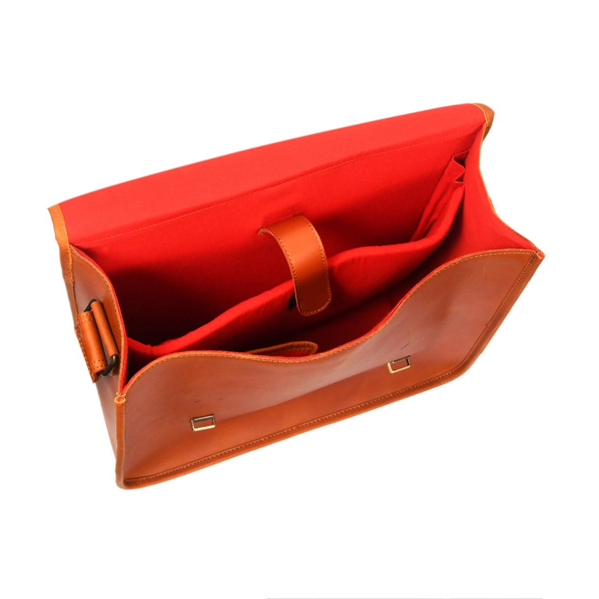 Premium Leather Laptop Messenger Bag with Dual Buckle Flap & Adjustable Strap