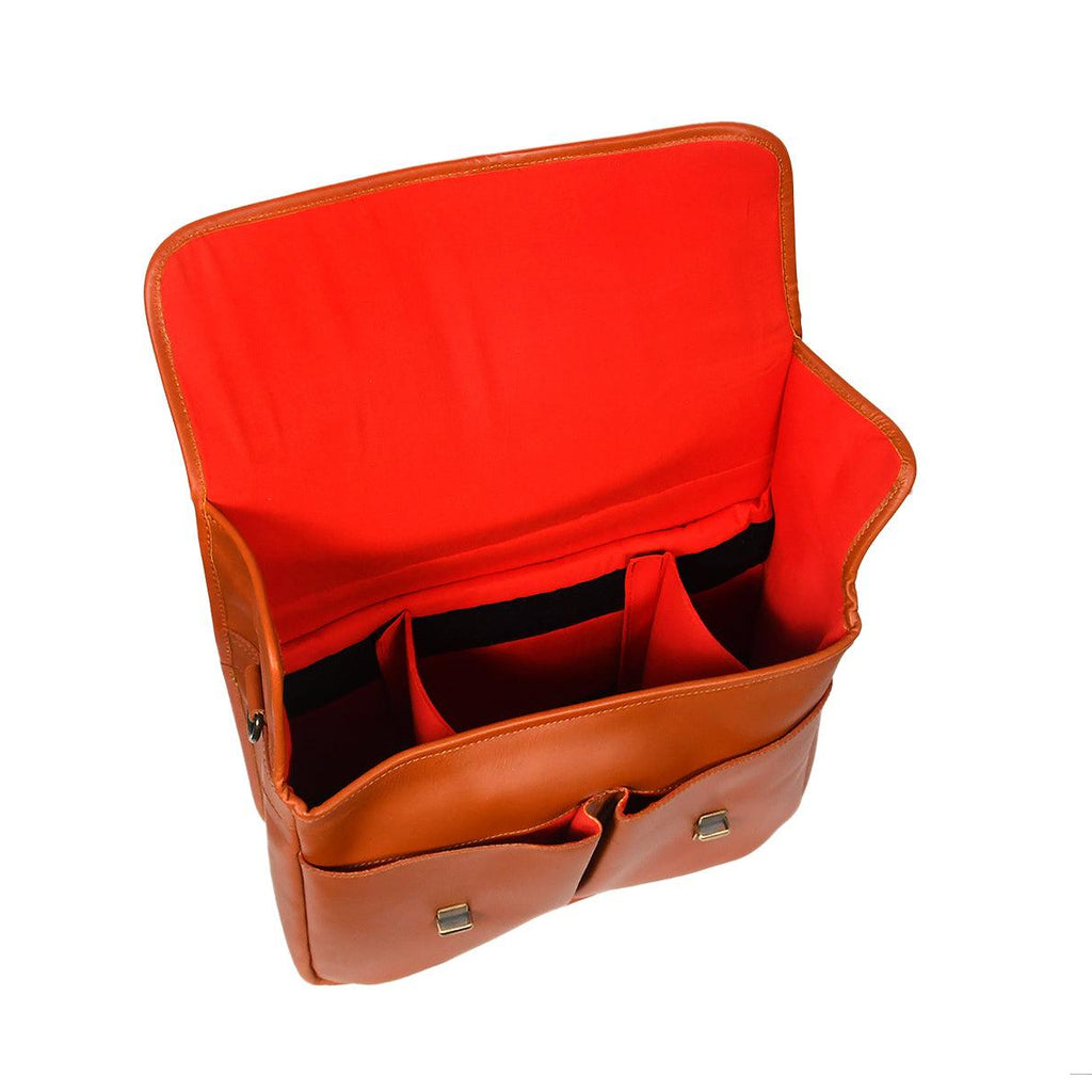 Premium Leather DSLR Camera Bag with Adjustable Strap & Padded Compartments
