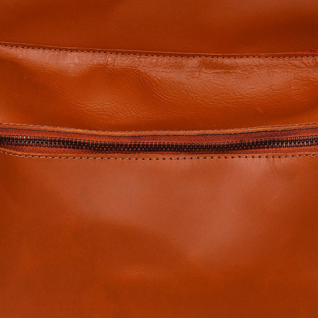 Premium Leather Everyday Backpack with Front Zip Pocket & Padded Adjustable Straps
