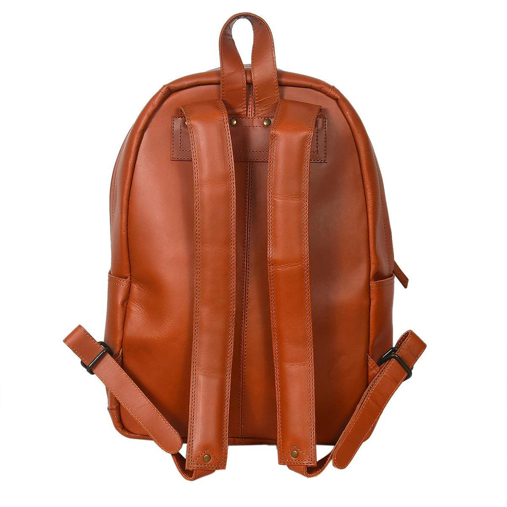 Premium Leather Everyday Backpack with Front Zip Pocket & Padded Adjustable Straps