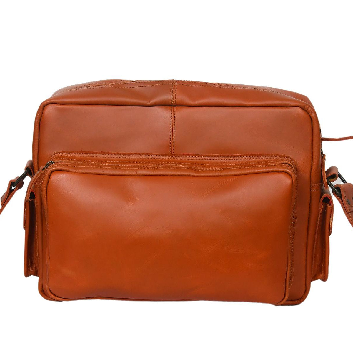 Premium Leather Travel Messenger Bag with Multi-Pockets & Adjustable Strap