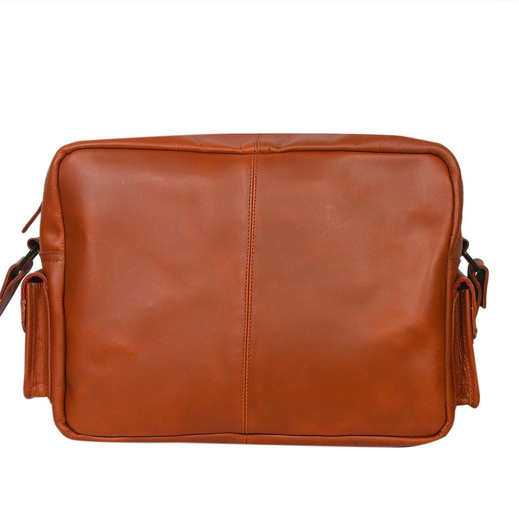 Premium Leather Travel Messenger Bag with Multi-Pockets & Adjustable Strap