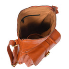Slim Genuine Leather Crossbody Bag with Buckle Pocket & Multiple Compartments