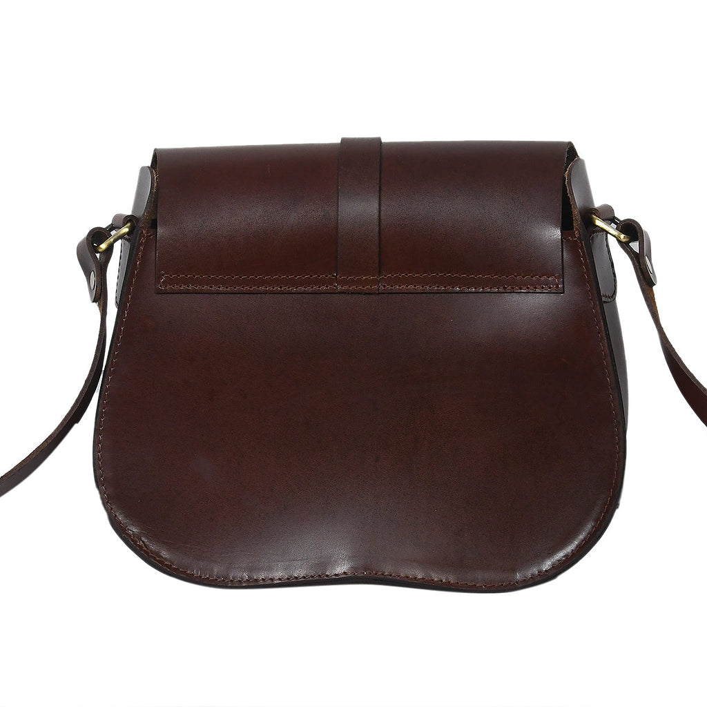 Classic Handmade Dark Brown Leather Saddle Sling Bag