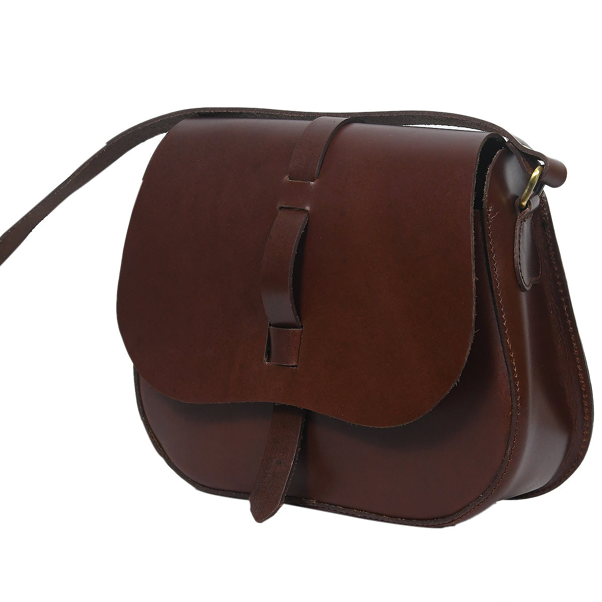 Classic Handmade Dark Brown Leather Saddle Sling Bag