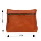 Premium Tan Leather Zipper clutch – Minimalist Everyday Organizer