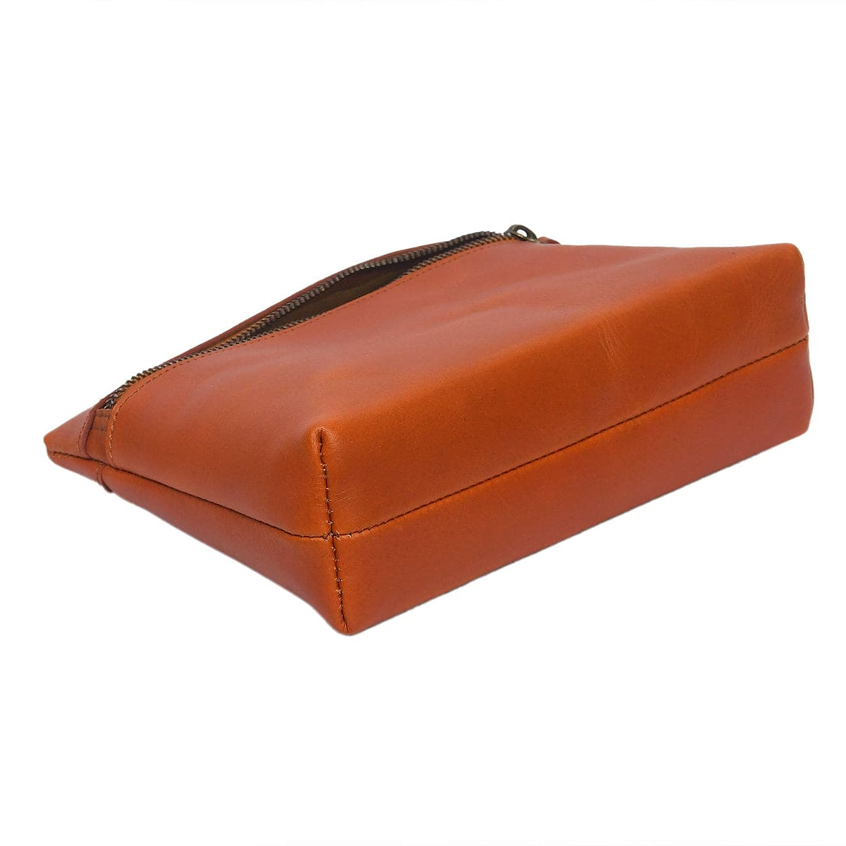 Premium Tan Leather Zipper clutch – Minimalist Everyday Organizer