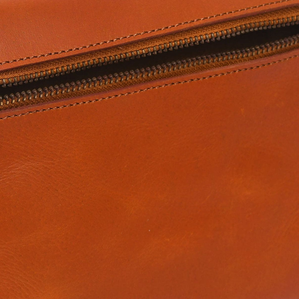 Premium Tan Leather Zipper clutch – Minimalist Everyday Organizer