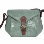 Croc-Texture Structured Sling Bag with Buckle Flap
