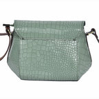 Croc-Texture Structured Sling Bag with Buckle Flap
