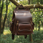 Handcrafted Full-Grain Leather Vintage Backpack with Adjustable Straps  Unisex Travel & Outdoor Bag