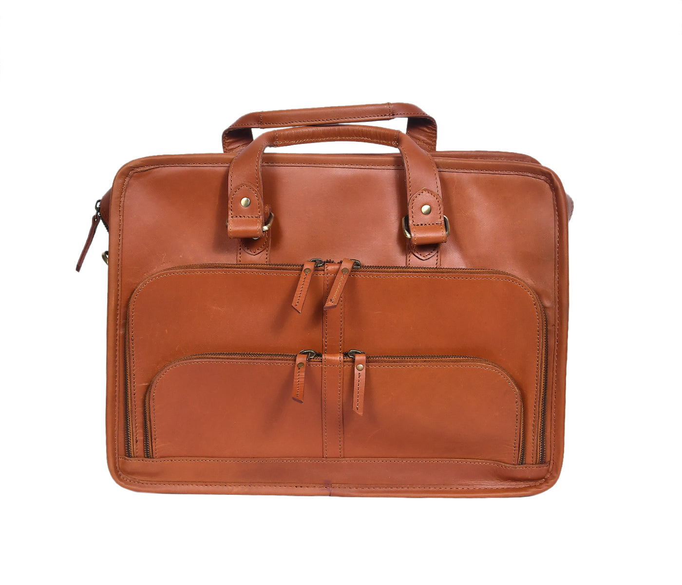Premium Leather Laptop Office Bag with Multi Pockets & Adjustable Shoulder Strap