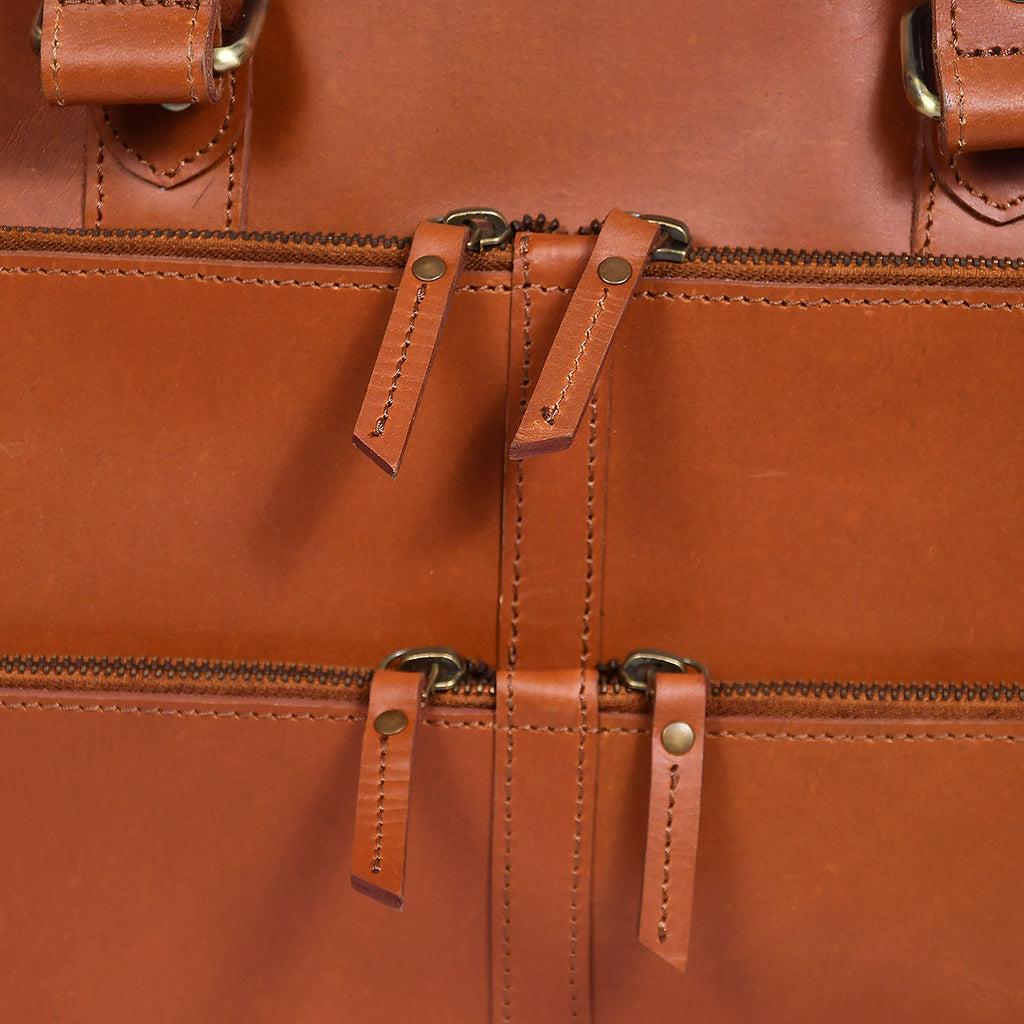 Premium Leather Laptop Office Bag with Multi Pockets & Adjustable Shoulder Strap