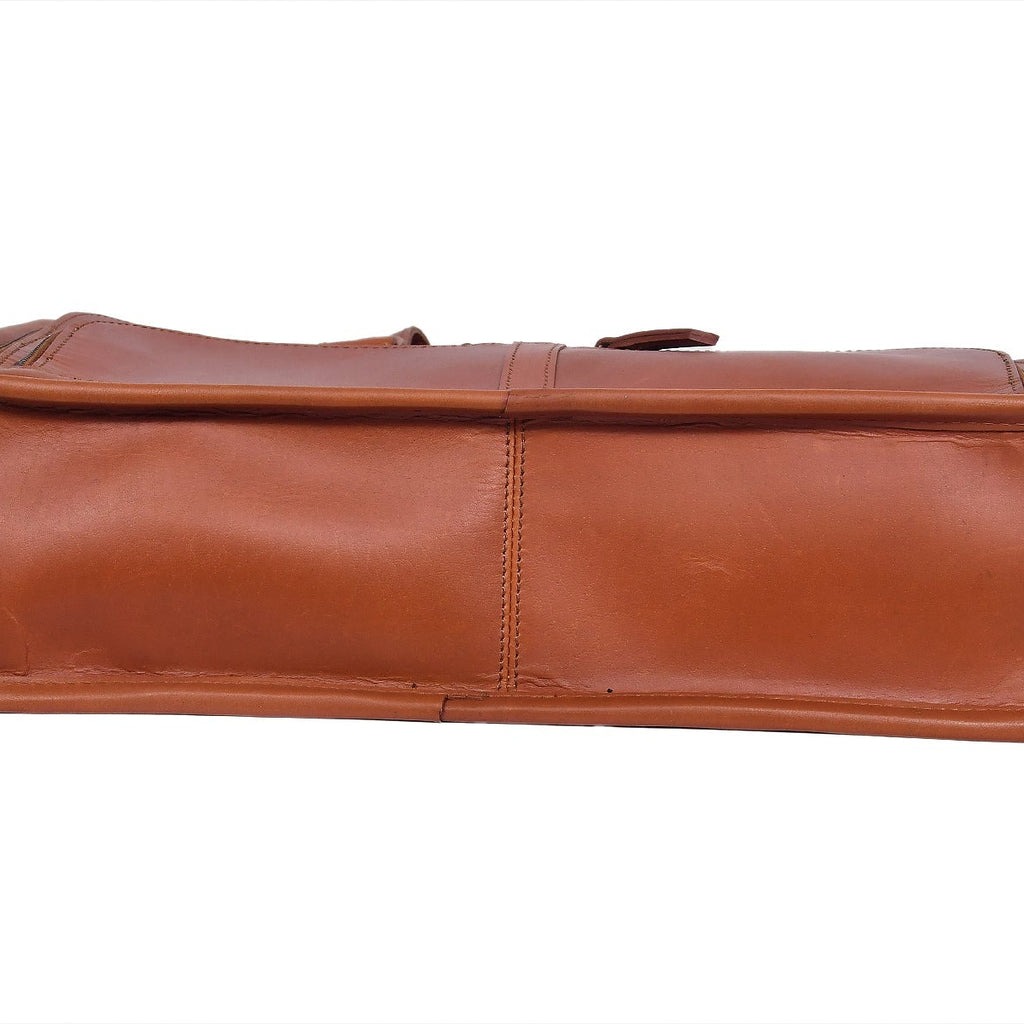 Premium Leather Laptop Office Bag with Multi Pockets & Adjustable Shoulder Strap
