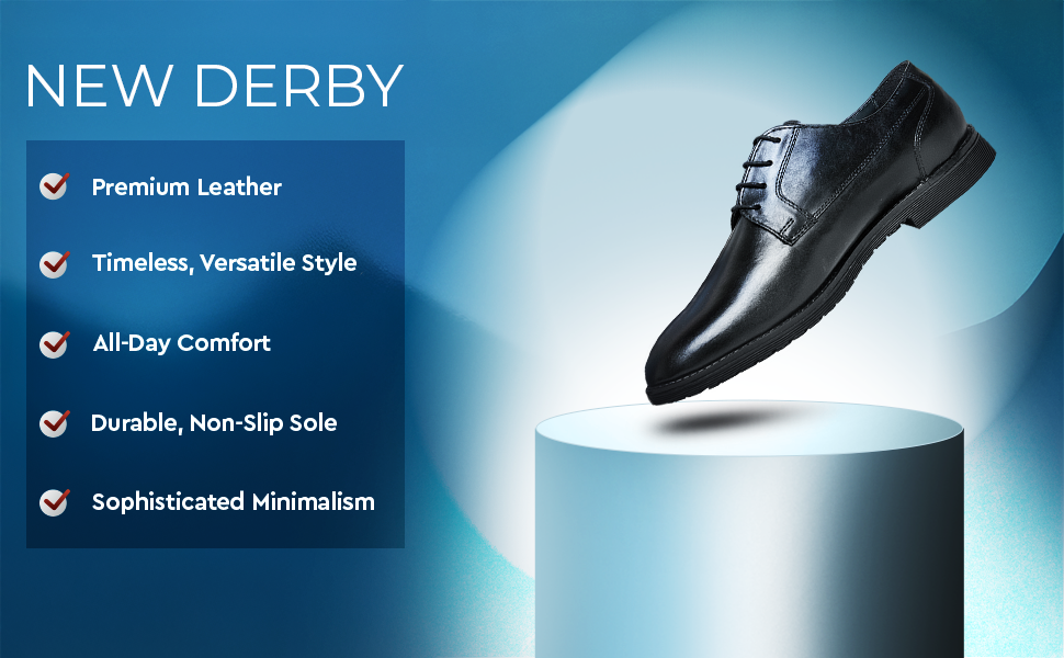 New Derby Brown Shoes – Genuine Leather Lace-Up Derbies with Cushioned Comfort Sole & Breathable Lining