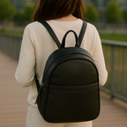 Premium Leather Backpack with Front Zip Pocket & Adjustable Shoulder Straps