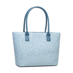 Sky Blue Textured Woven Structured Tote Bag