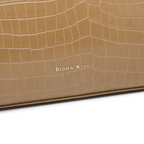 Tan Croc-Texture Structured Shoulder tote Bag