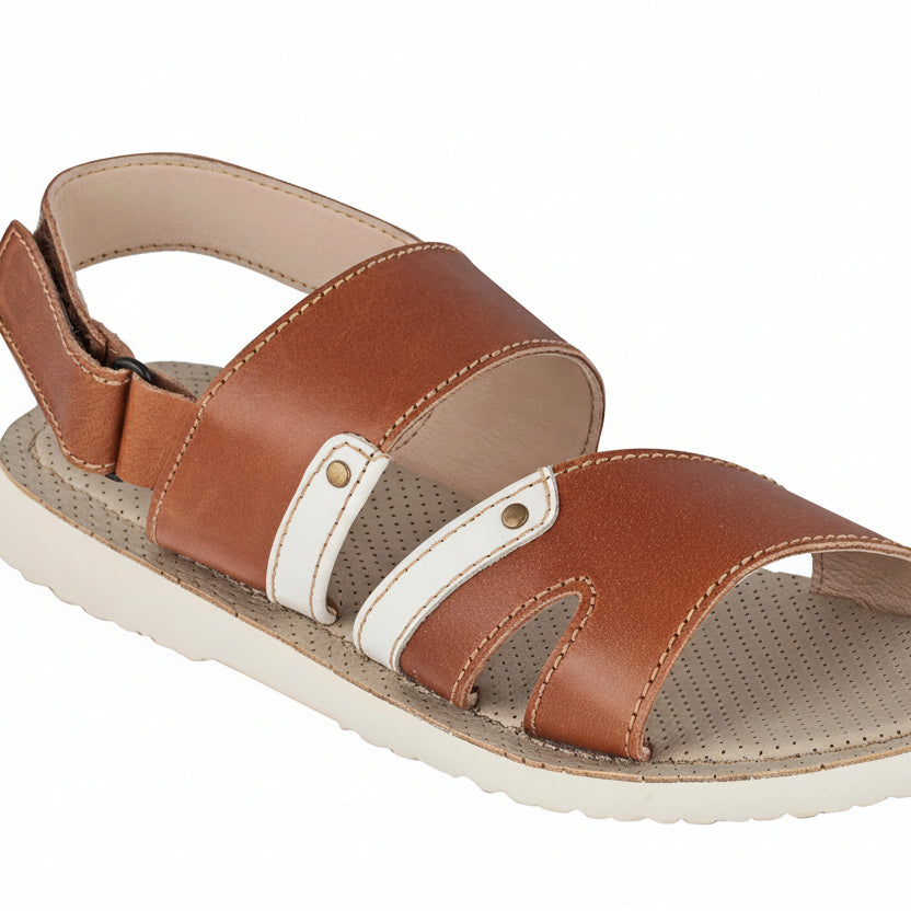 Menƒ?????s Brown Leather Strappy Casual Sandal ƒ????? Low Ankle
